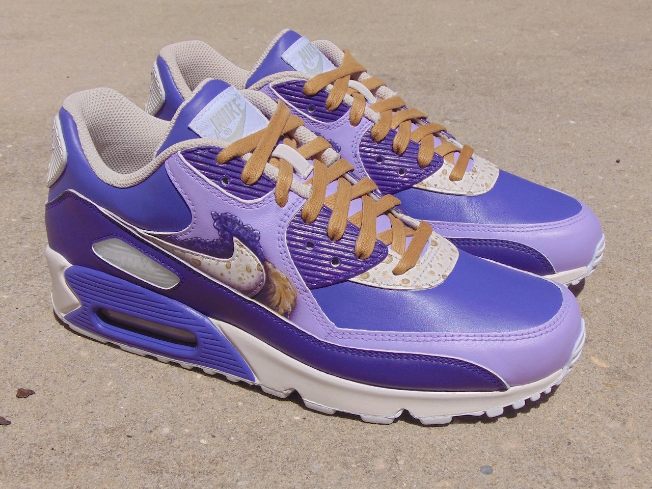 Peanut Butter and Jelly Nike Air Max 90 Leather Custom Painted Shoes Soles Unseen LLC